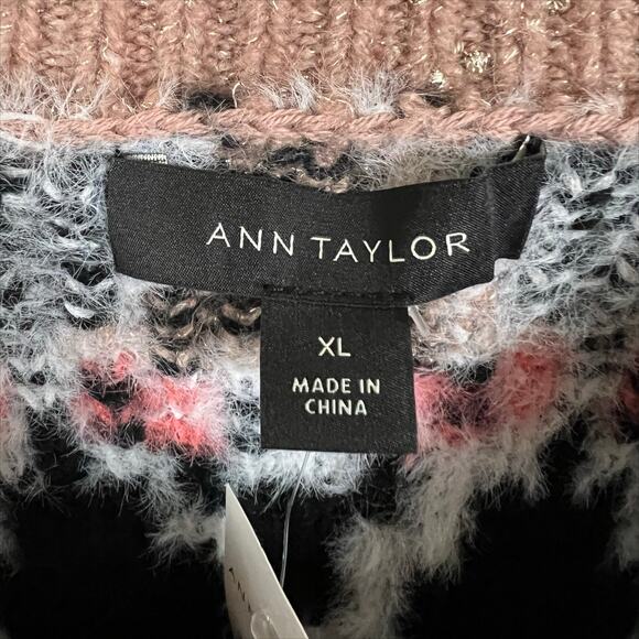 NWT Ann Taylor Fair Isle Metallic Jacquard Sweater Size XL - Picture 7 of 9